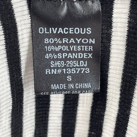 Olivaceous Stripe Bodycon Mini Dress Stretch Soft Button Front Black White Small - Picture 9 of 10